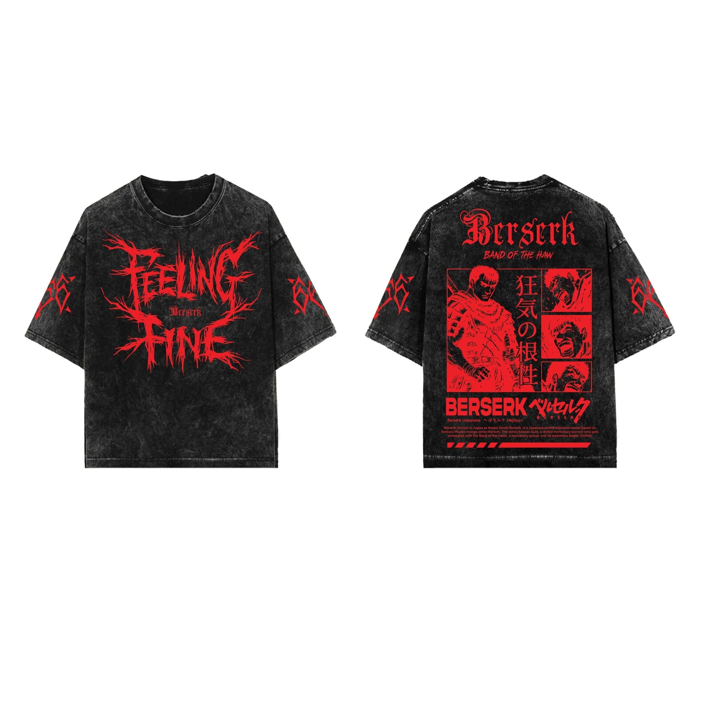 Beserk Designed Vintage Oversized T-shirt