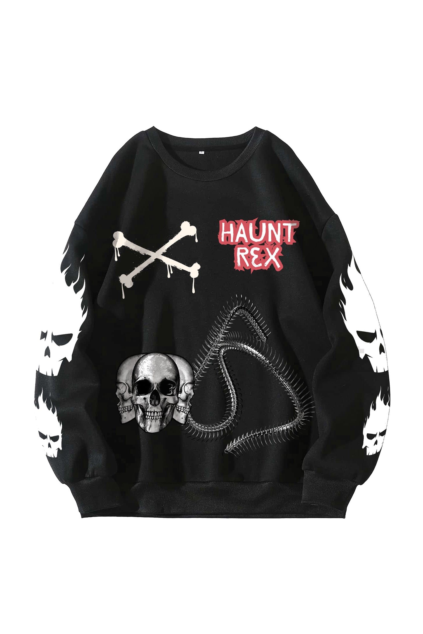 Skull Designed Oversized Sweatshirt
