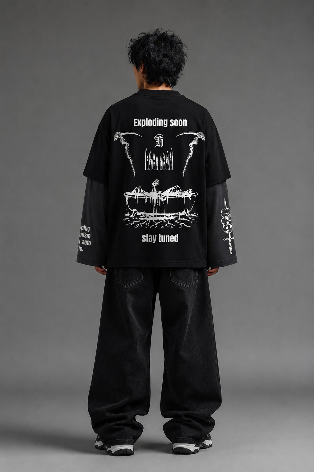 Semi - Automatic Designed Oversized Long Sleeve T-shirt