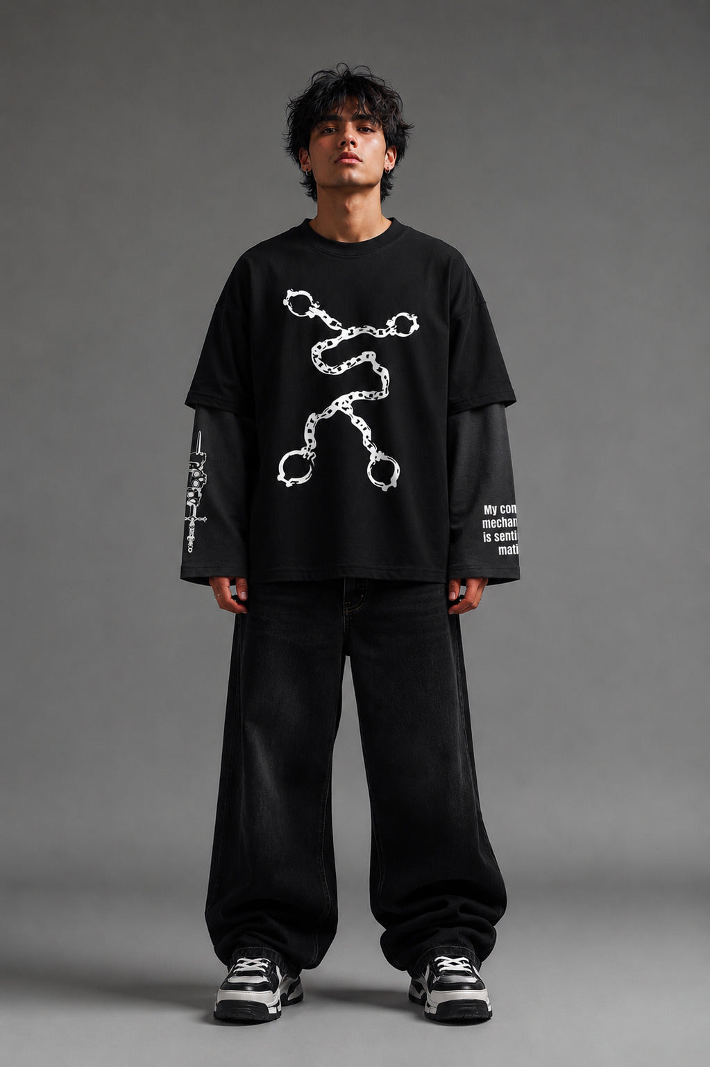 Semi - Automatic Designed Oversized Long Sleeve T-shirt