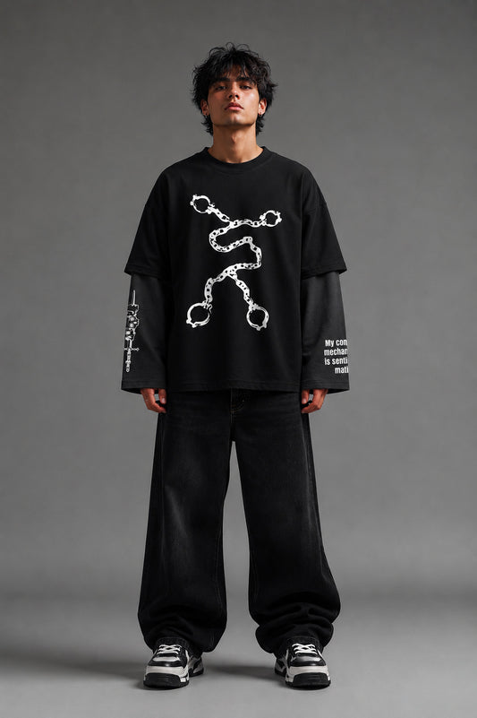 Semi - Automatic Designed Oversized Long Sleeve T-shirt