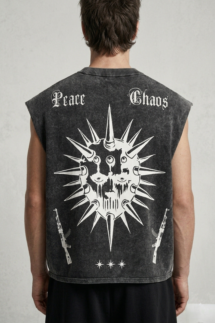 Peace and Chaos Designed Vintage Oversized Tank