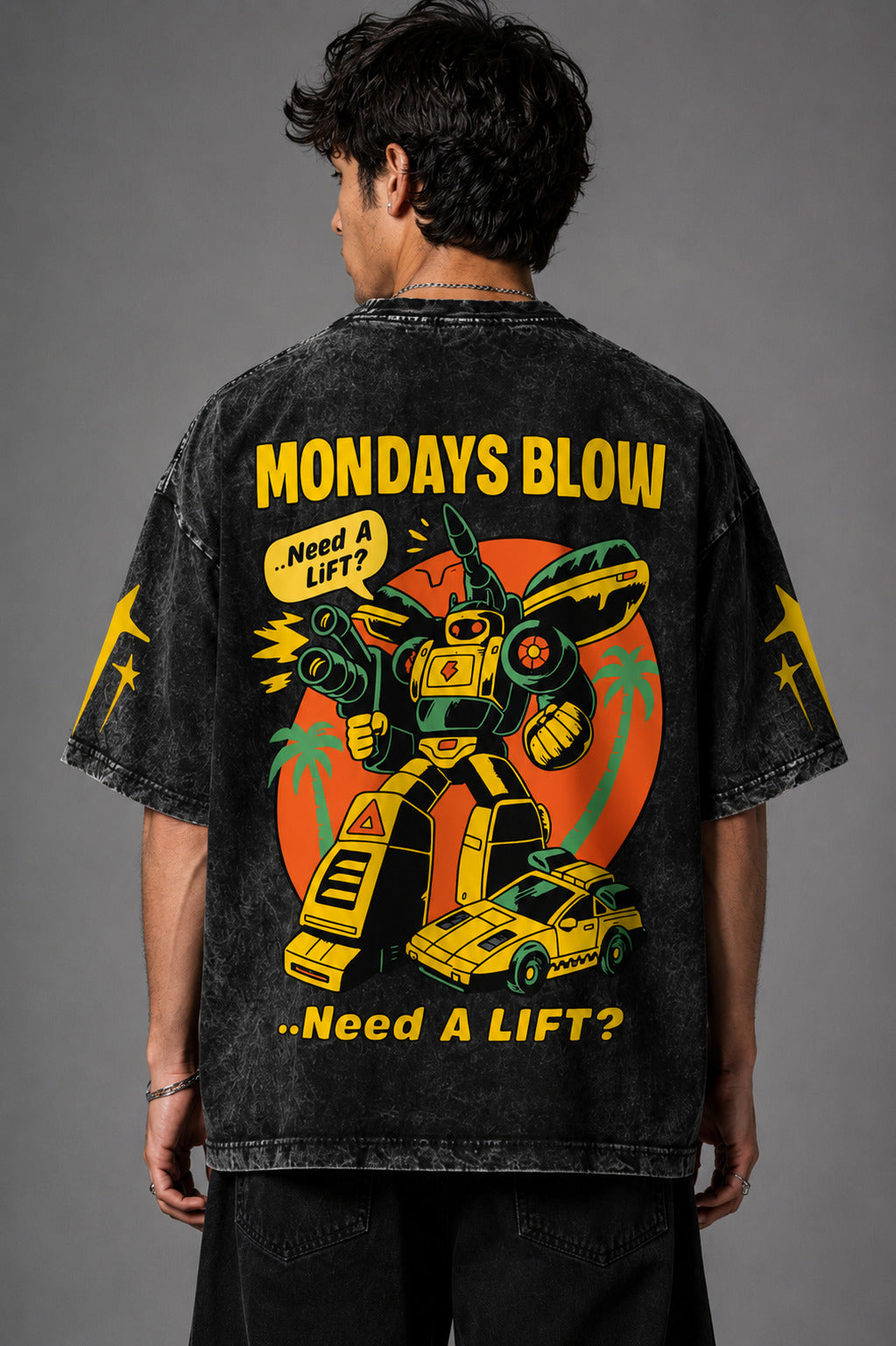 Mondays Blue Vintage Oversized Tee