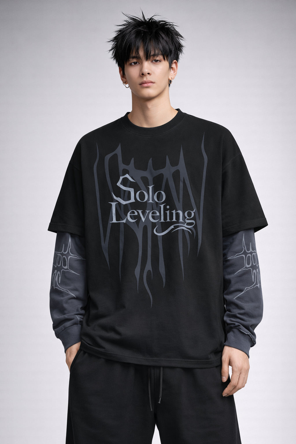 Solo Leveling Designed B&G Oversized Long Sleeve T-shirt