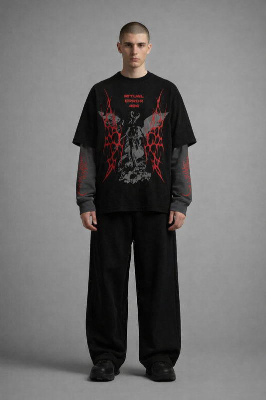 Ritual Error Designed Oversized Long Sleeve T-shirt