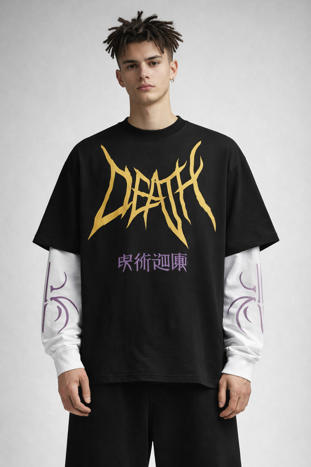 JJK Designed B&W Oversized Long Sleeve T-shirt