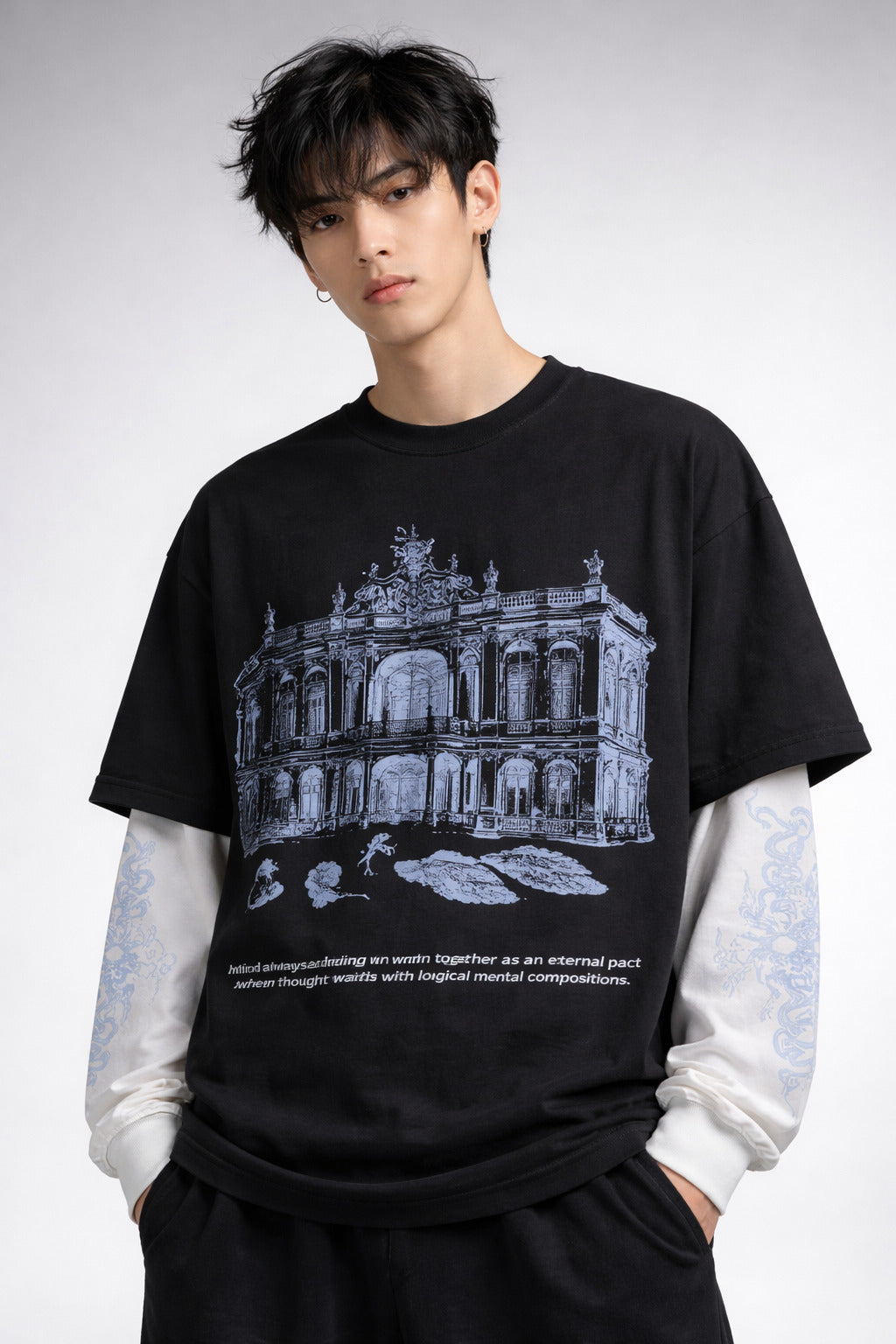 Blood Oath B&W LS Oversized Tee