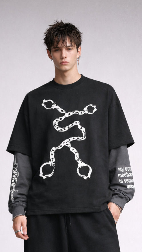 Semi - Automatic Designed Oversized Long Sleeve T-shirt