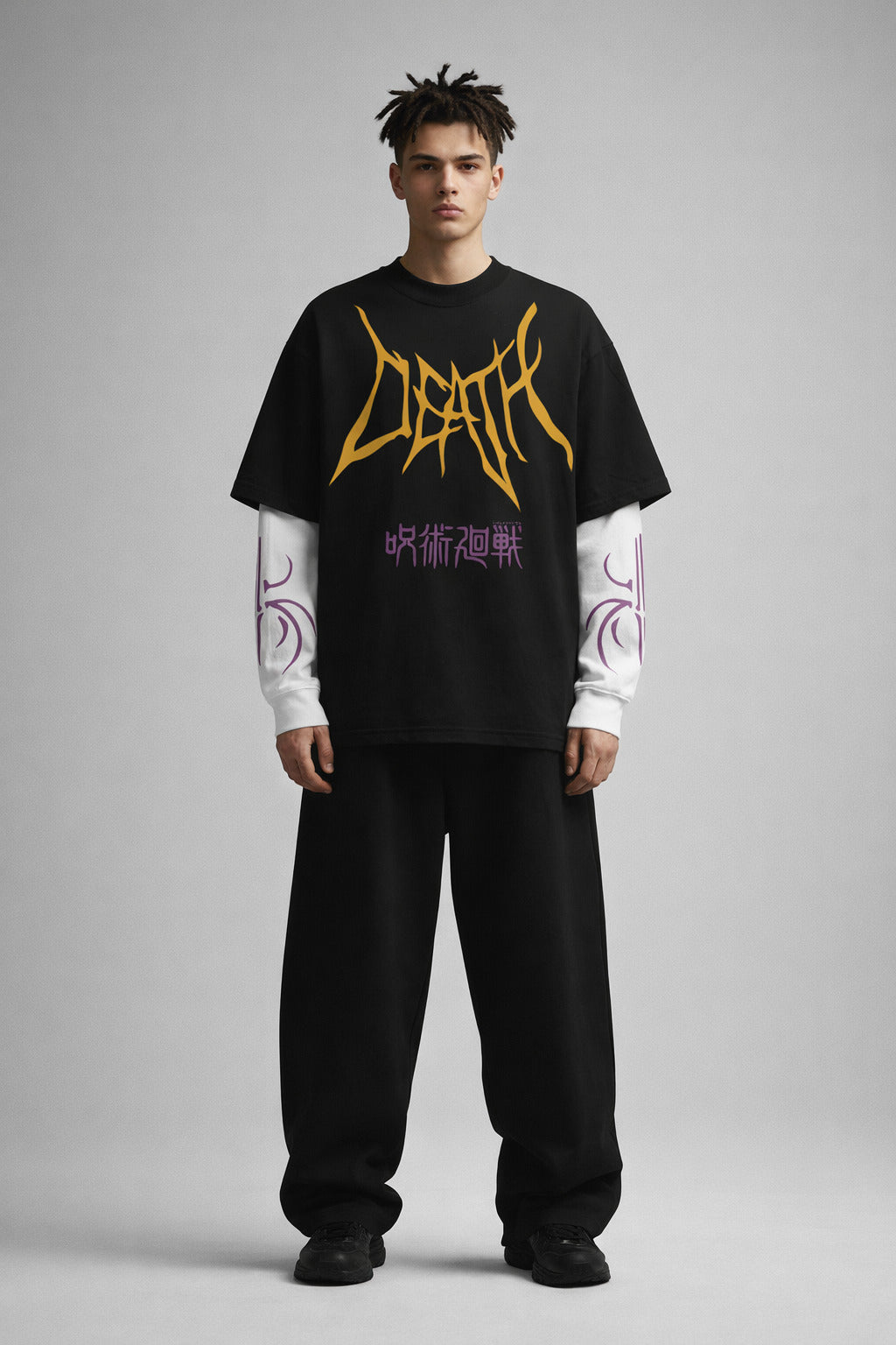 JJK Designed B&W Oversized Long Sleeve T-shirt