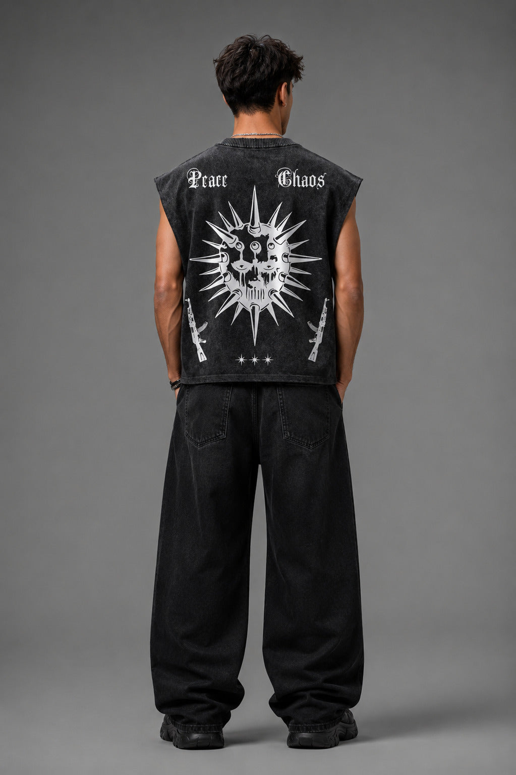 Peace and Chaos Designed Vintage Oversized Tank