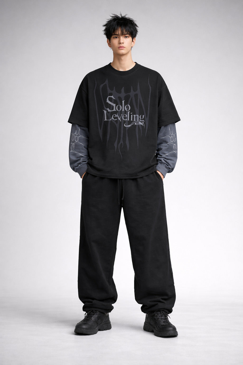 Solo Leveling Designed B&G Oversized Long Sleeve T-shirt