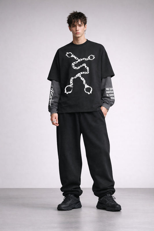 Semi - Automatic Designed Oversized Long Sleeve T-shirt