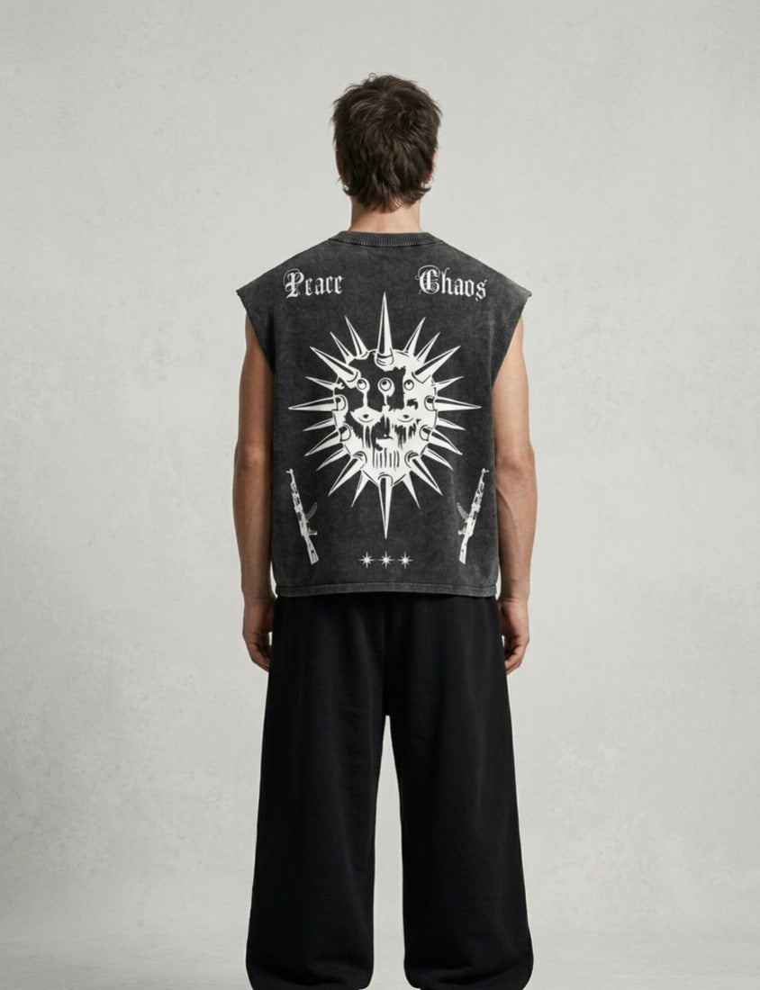 Peace and Chaos Designed Vintage Oversized Tank