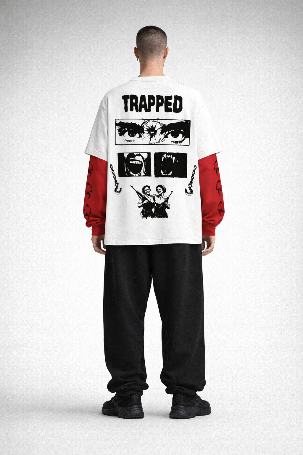 Trapped in shit m0ney Designed Oversized Long Sleeve T-shirt