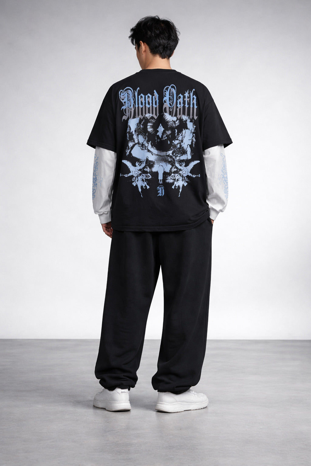 Blood Oath B&W LS Oversized Tee