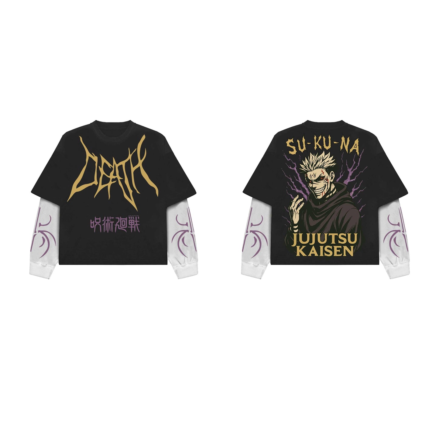 JJK Designed B&W Oversized Long Sleeve T-shirt