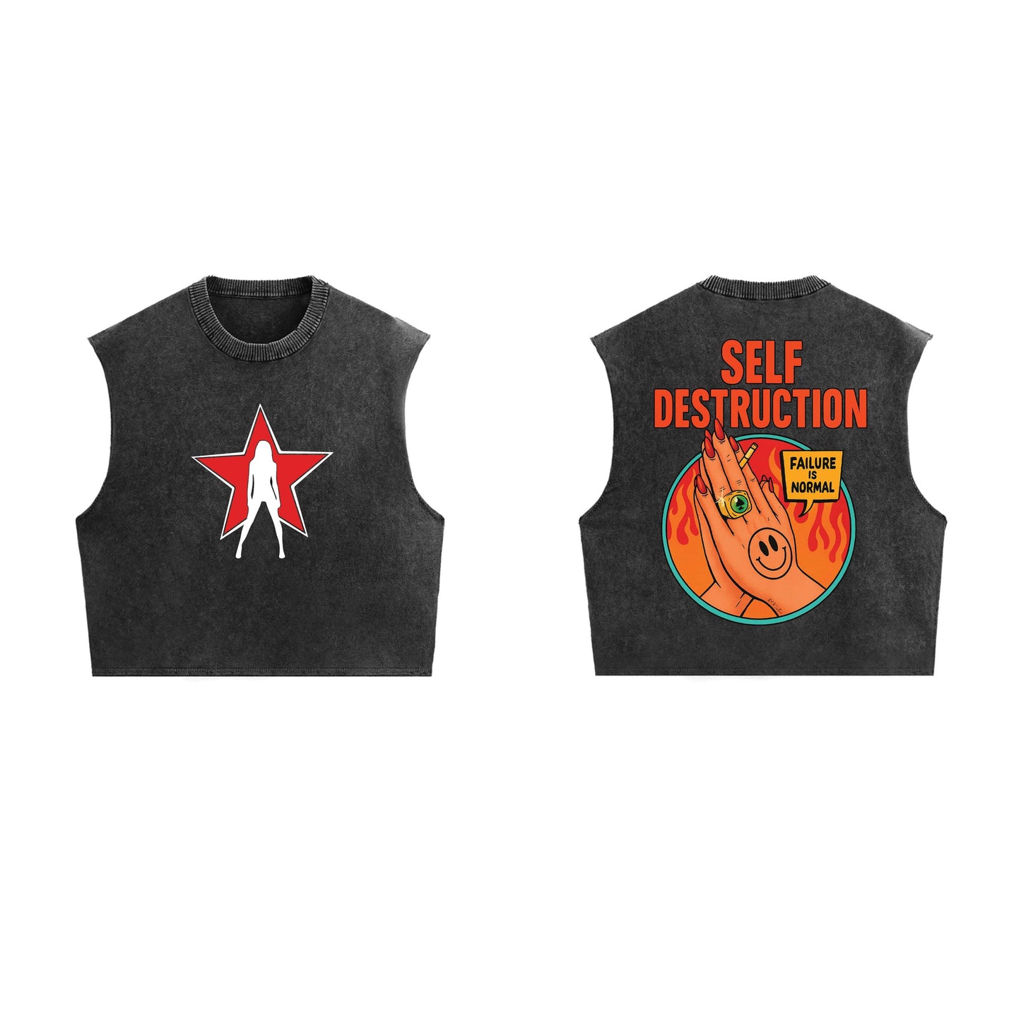 Self Destruction Designed Vintage Oversized Tank