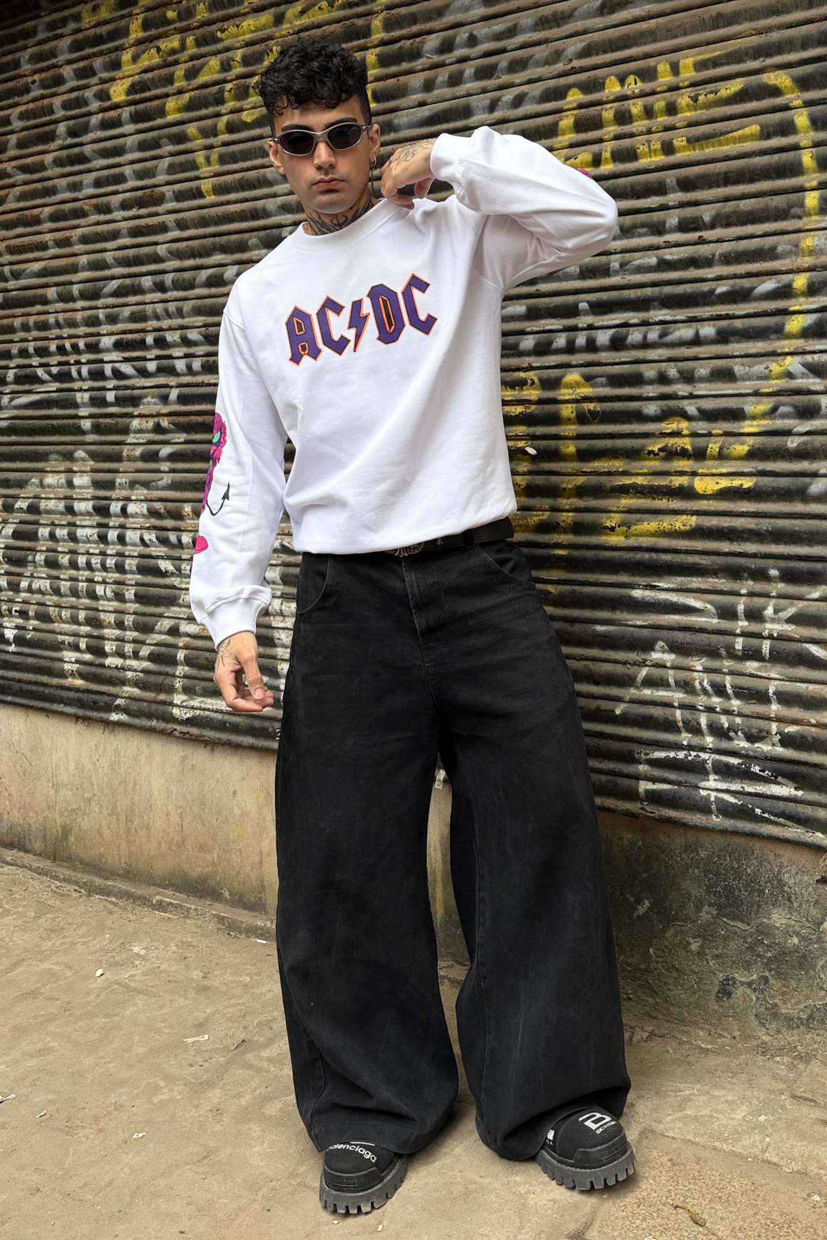 AC DC Designed Oversized Sweatshirt