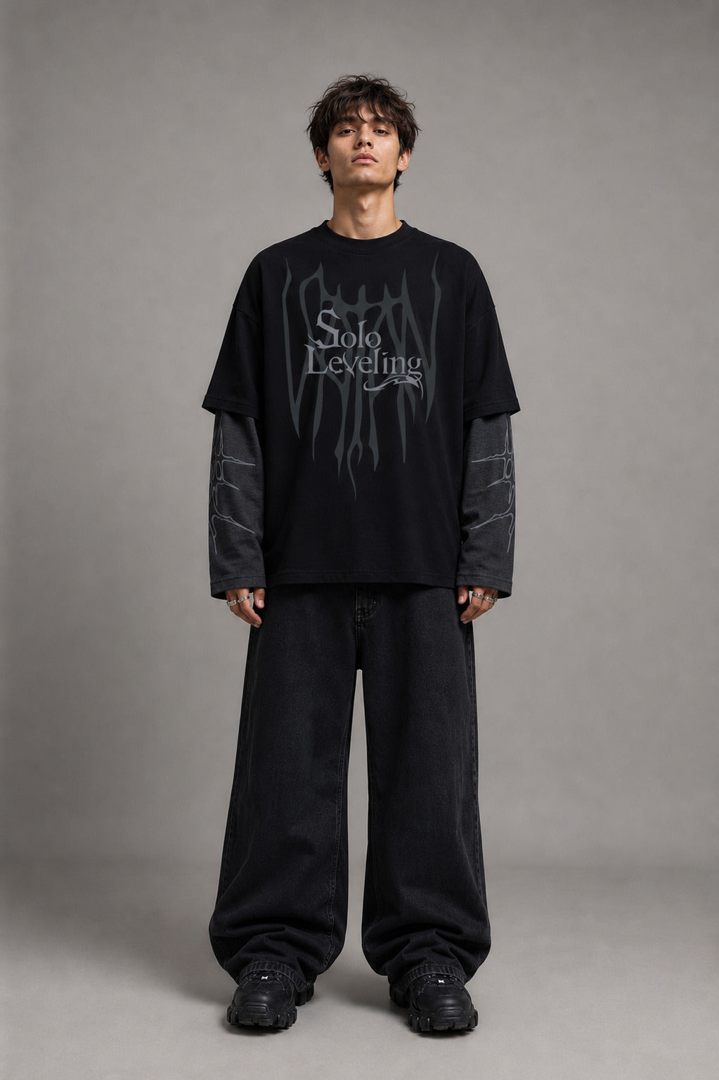 Solo Leveling Designed B&G Oversized Long Sleeve T-shirt