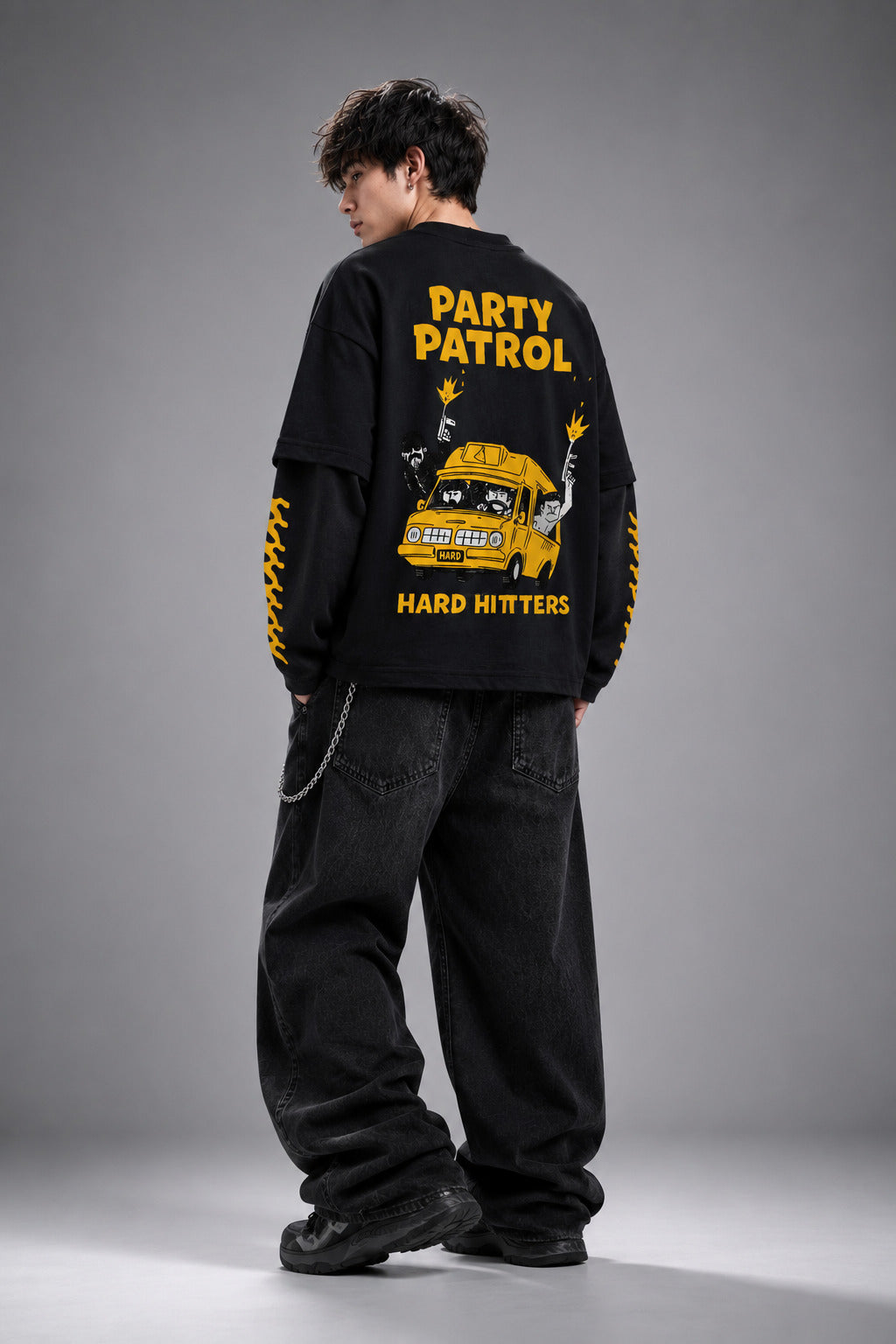 Party Patrol B&G LS Oversized Tee