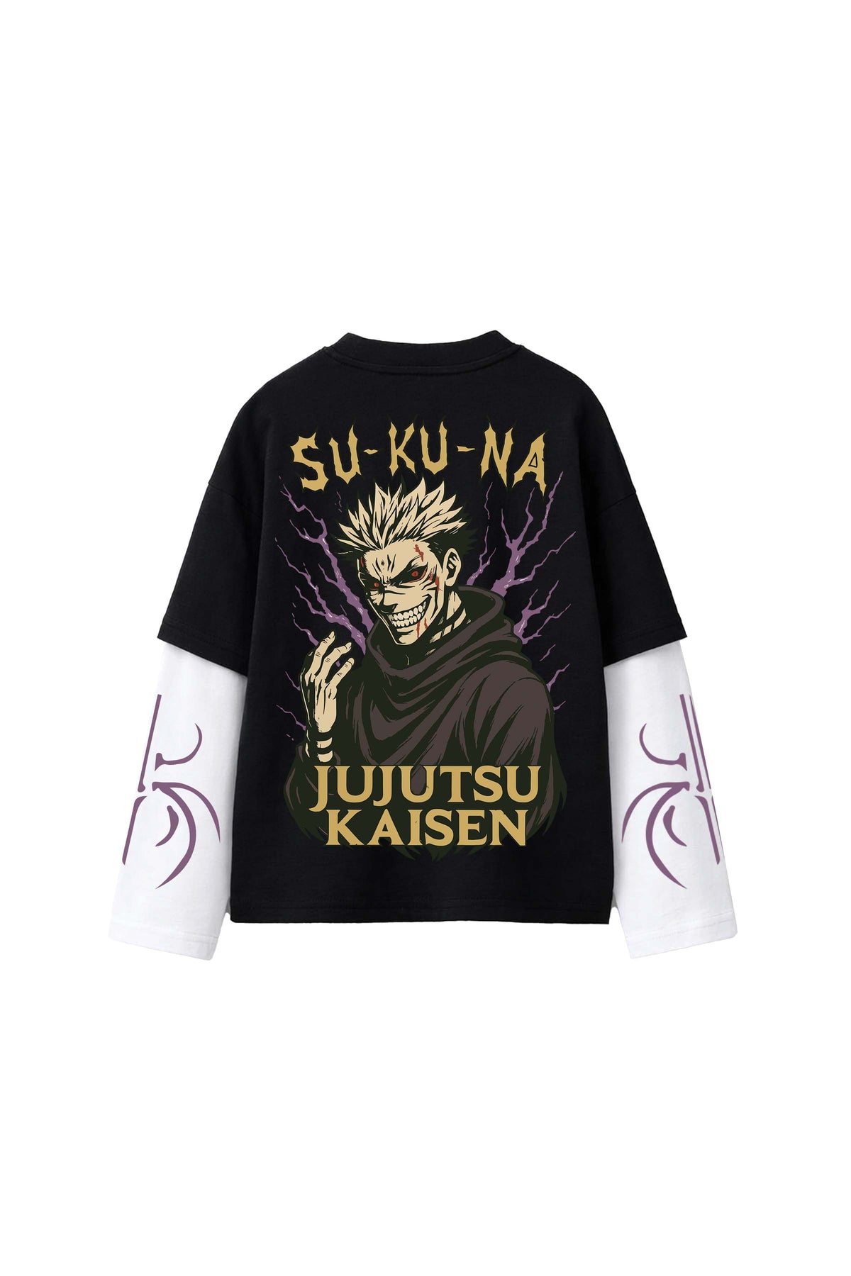 JJK Designed B&W Oversized Long Sleeve T-shirt
