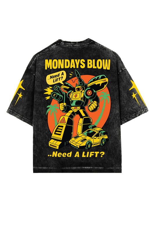 Mondays Blue Vintage Oversized Tee