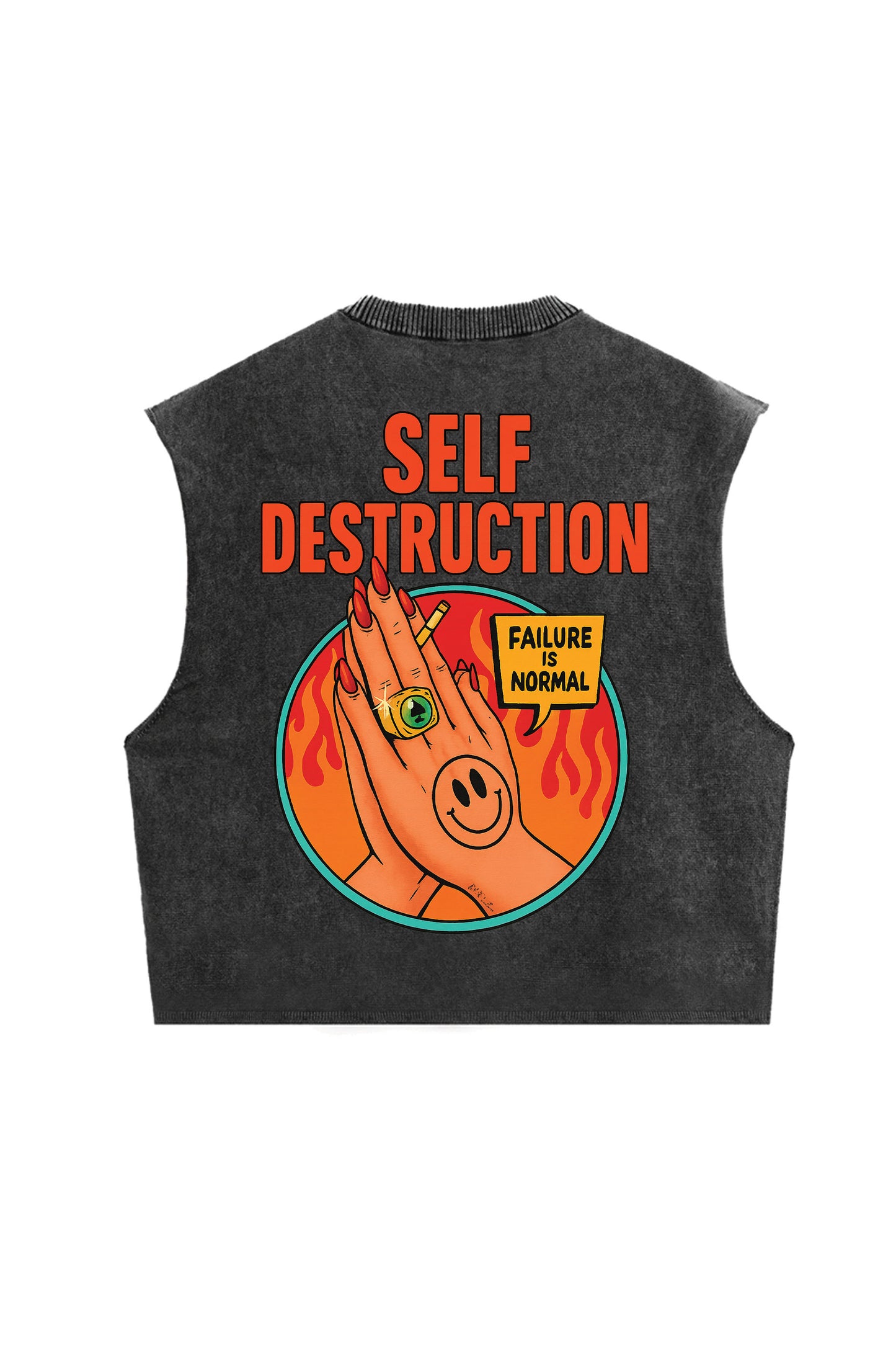 Self Destruction Designed Vintage Oversized Tank