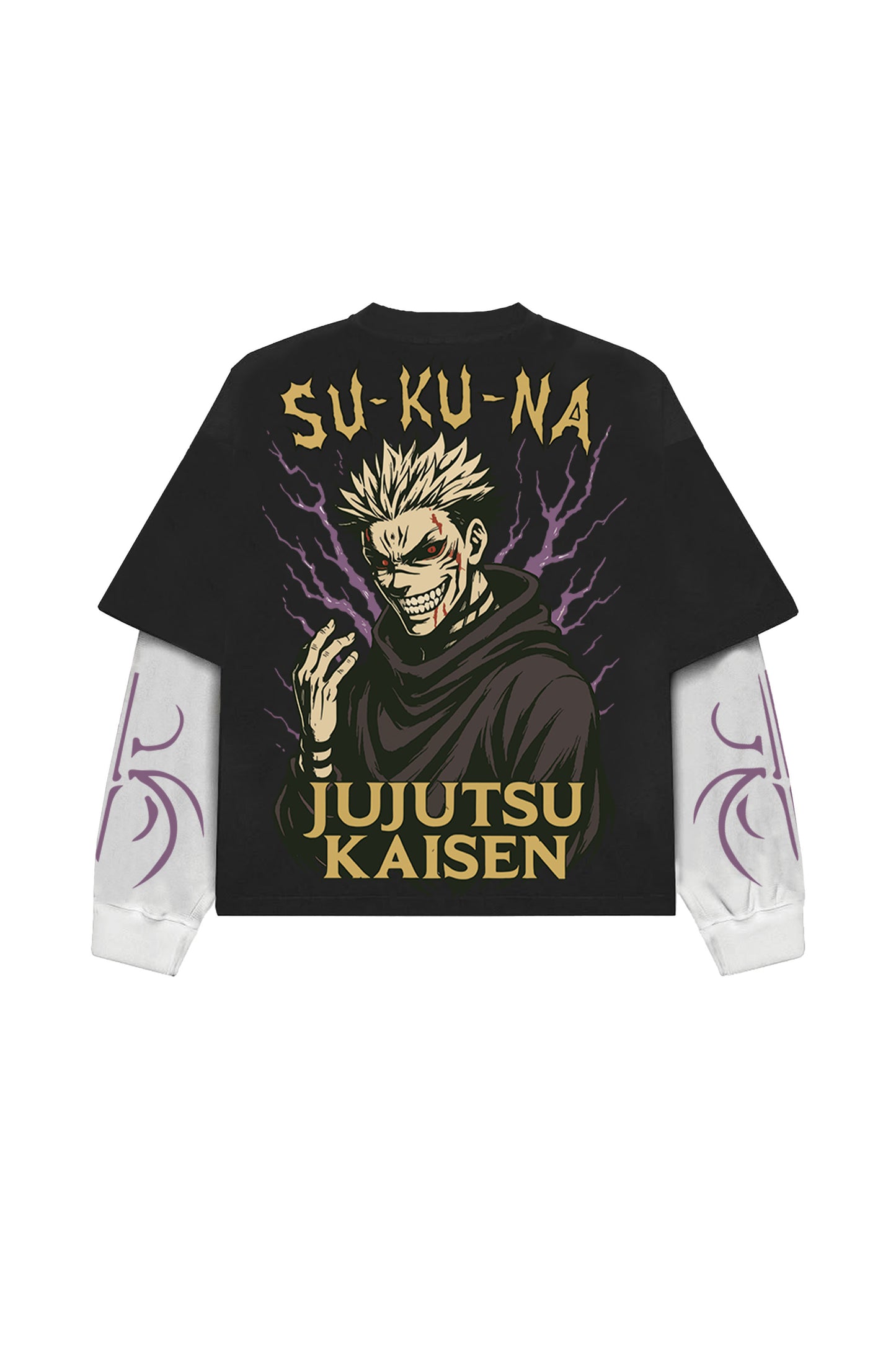 JJK Designed B&W Oversized Long Sleeve T-shirt