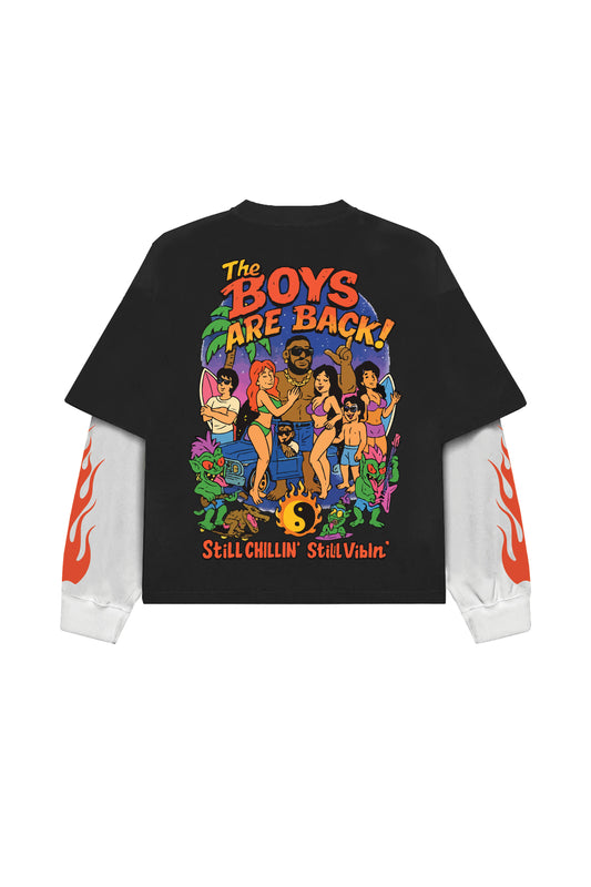 Boys are back B&W LS Oversized Tee