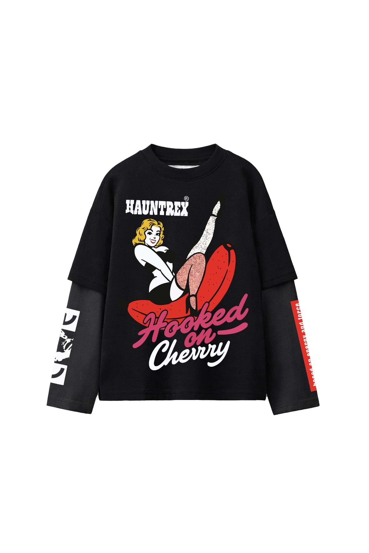 Hooked On Cherry B&G LS Oversized Tee