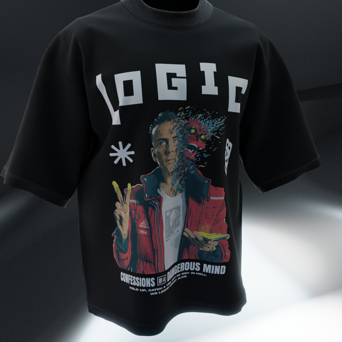 Logic Reflective Designed Oversized Tee