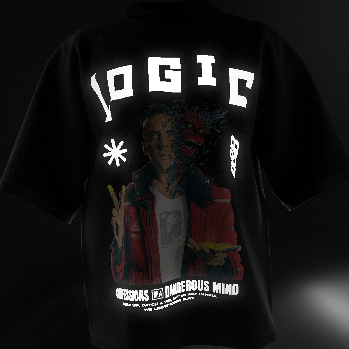 Logic Reflective Designed Oversized Tee