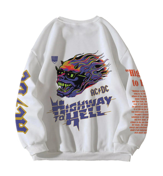 Highway To Hell Designed Oversized Sweatshirt