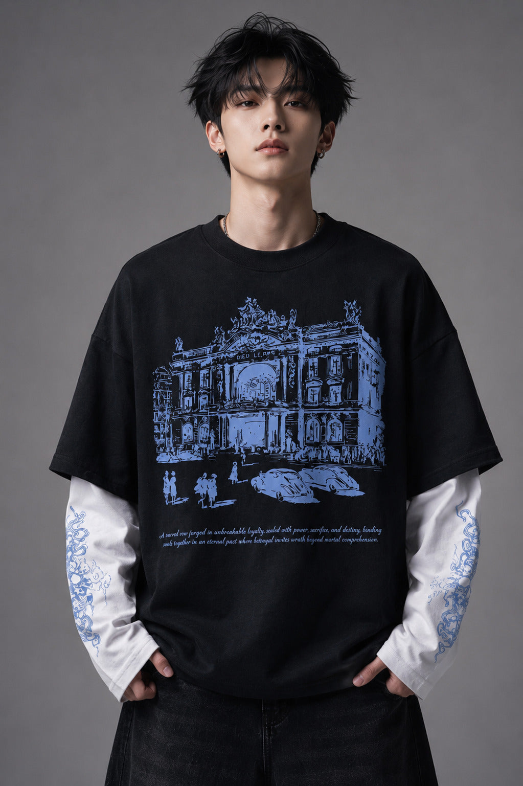Blood Oath B&W LS Oversized Tee