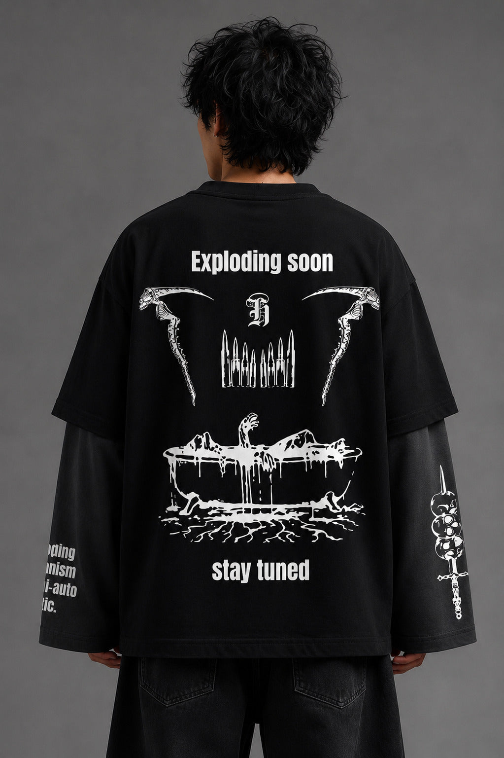 Semi - Automatic Designed Oversized Long Sleeve T-shirt