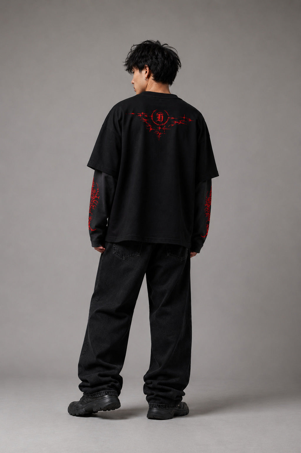 Ritual Error Designed Oversized Long Sleeve T-shirt