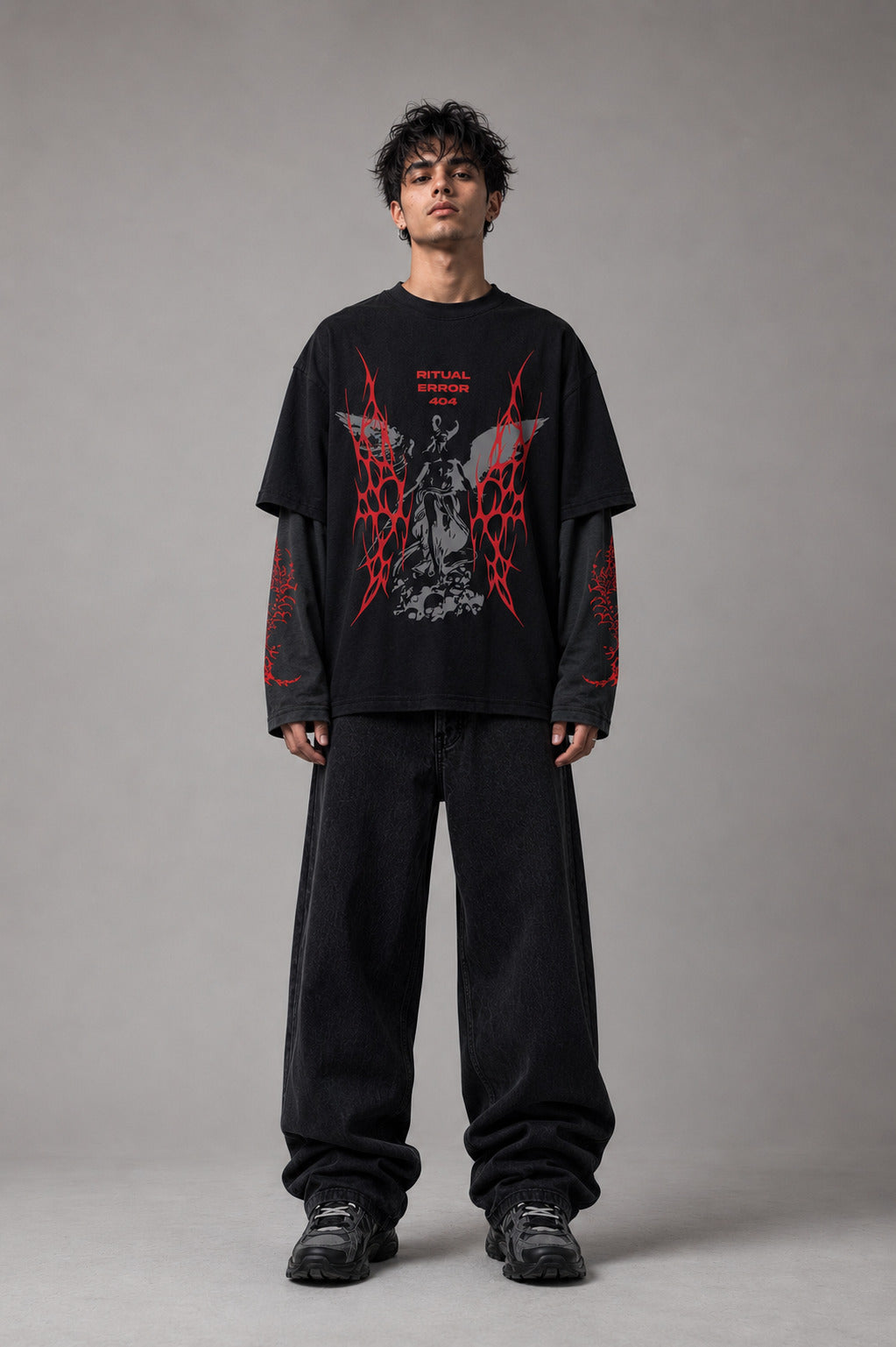 Ritual Error Designed Oversized Long Sleeve T-shirt