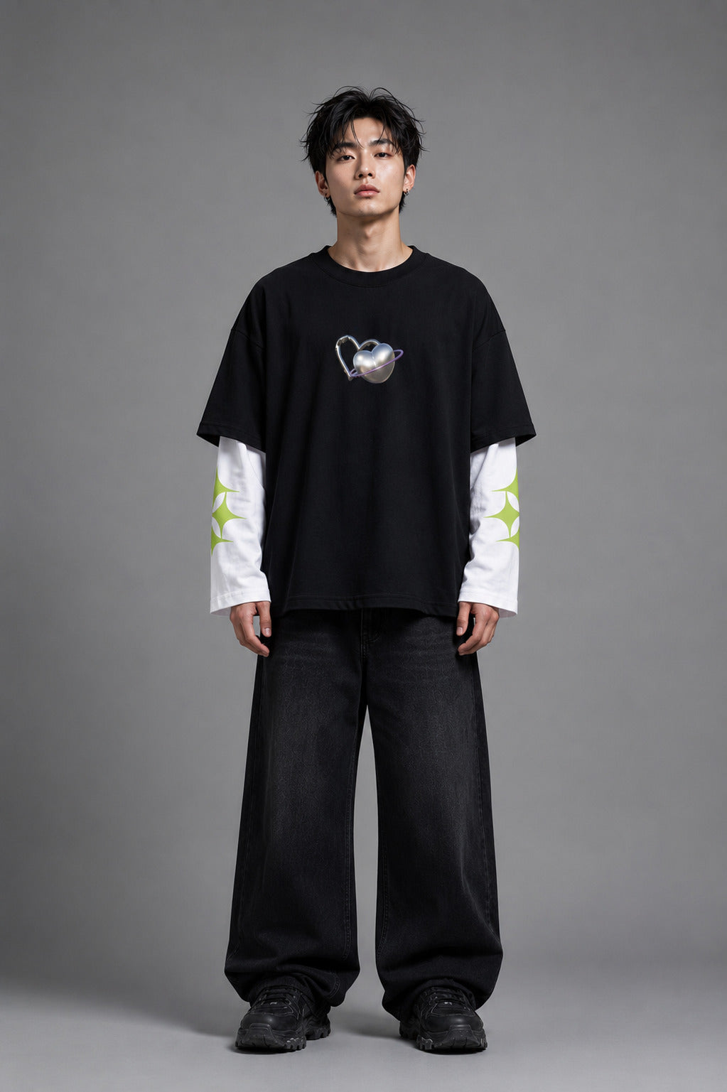 Take A Break B&W LS Oversized Tee