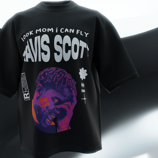 Travis Scott Reflective Designed Oversized Tee